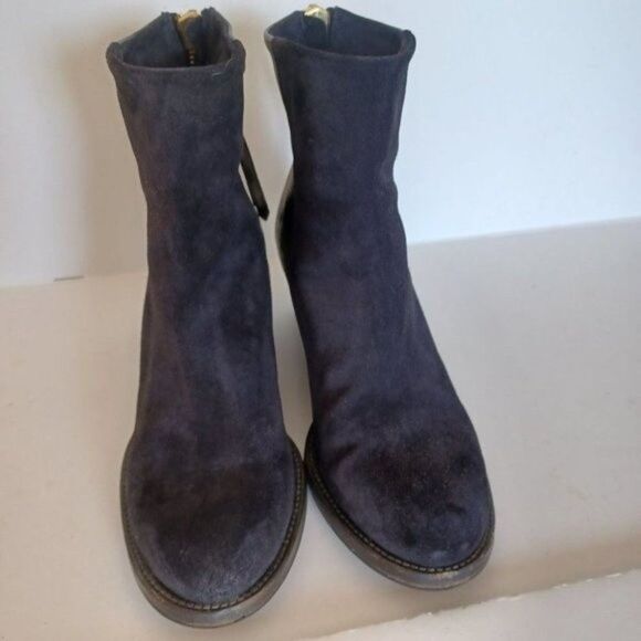 BUTTERO Ankle Boots Minimalist Lagenlook Black Suede Leather Wedge Sz 37.5 - Picture 9 of 11